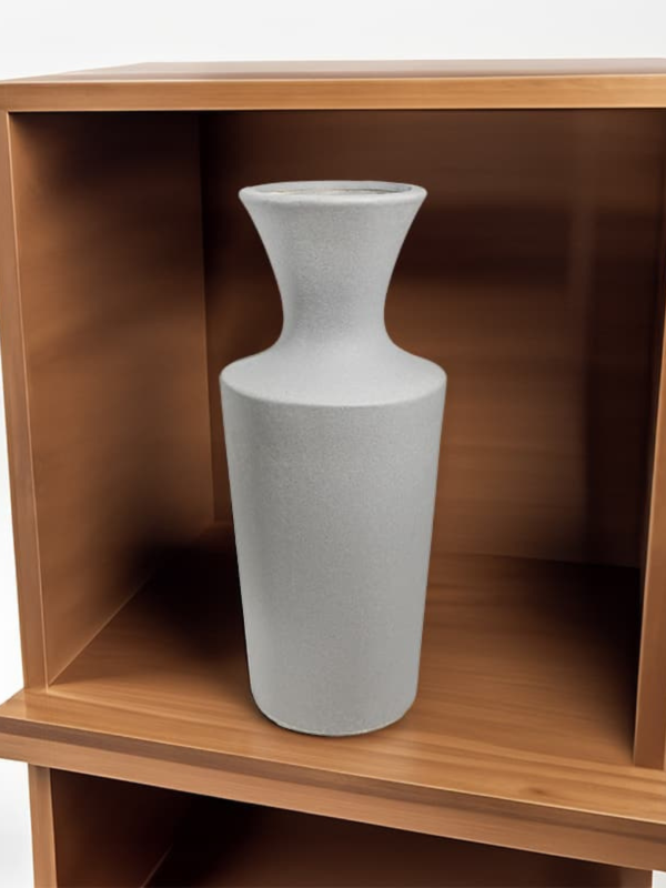 l (1) FLORERO CERAMICA GRIS ALTO 30CM