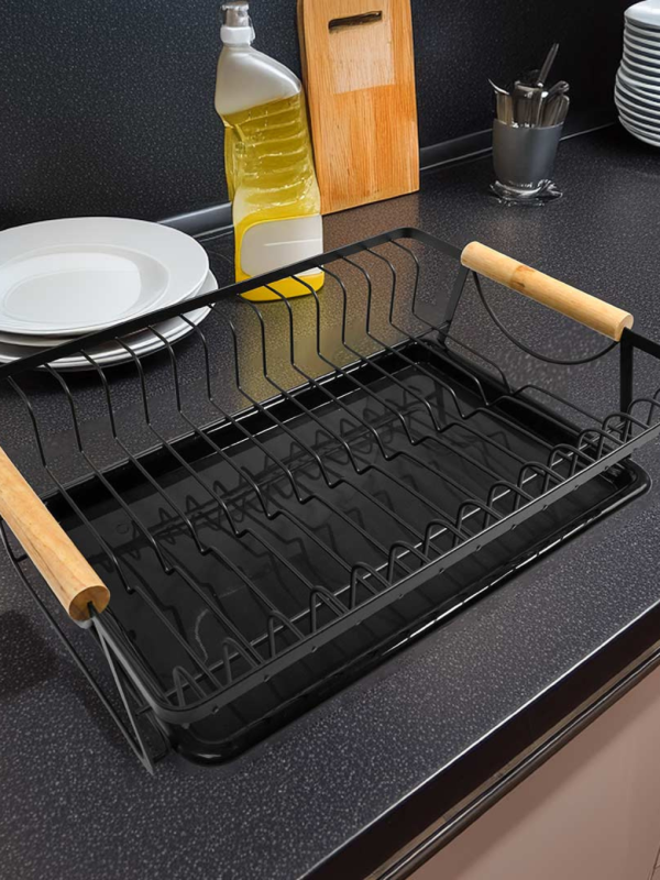 l (6) ESCURRIDOR METALICO NEGRO 40X30X10CM