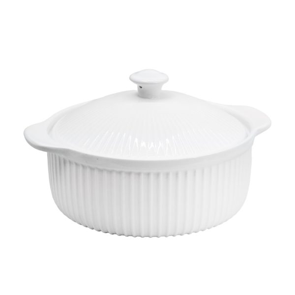 BOWL DE CERAMICA BLANCO 18CM CON TAPA