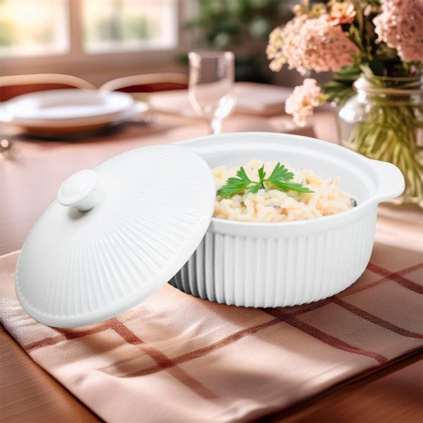 BOWL DE CERAMICA BLANCO 18CM CON TAPA