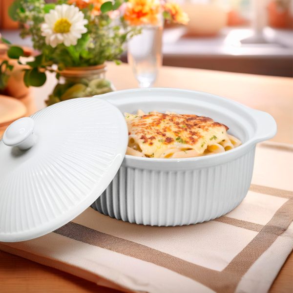 BOWL DE CERAMICA BLANCO 21CM CON TAPA