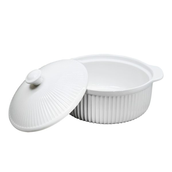 BOWL DE CERAMICA BLANCO 21CM CON TAPA