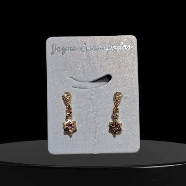 CARAVANAS ESTRELLA ROSADA ENCHAPADAS EN ORO