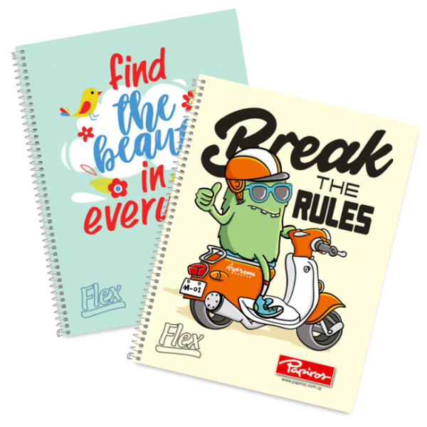Cuaderno Papiros Flex rayado con espiral 48 hojas