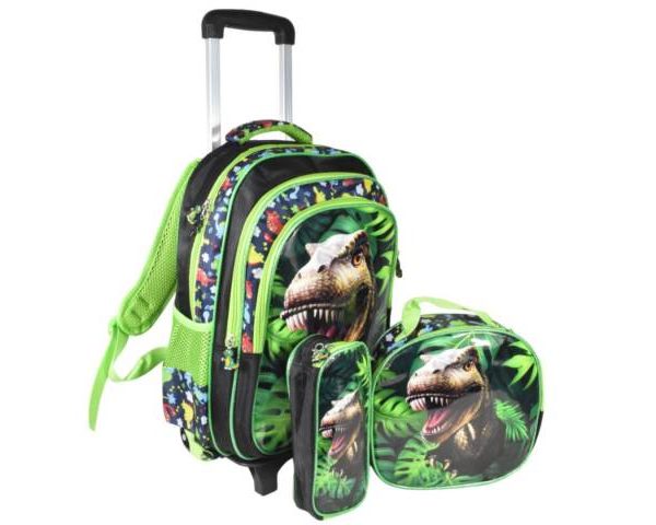 DINOSAURIO Mochila carrito Dinosaurio con lonchera térmica y cartuchera