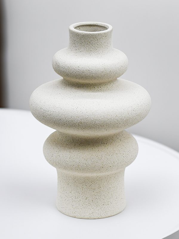 FLORERO CERAMICO 3 AROS 22CM COLOR ARENA FLORERO CERAMICO 3 AROS 22CM COLOR ARENA