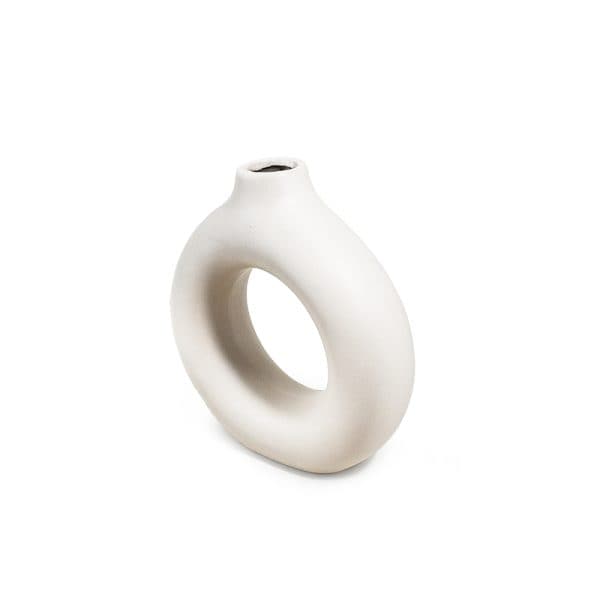 FLORERO CIRCULAR DECO 18CM COLOR BLANCO