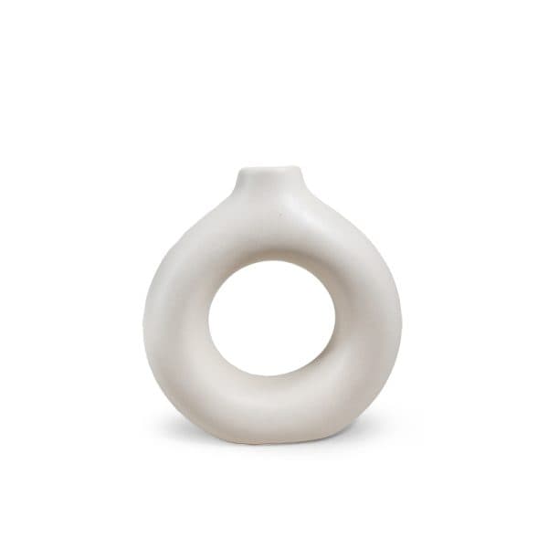 FLORERO CIRCULAR DECO 18CM COLOR BLANCO
