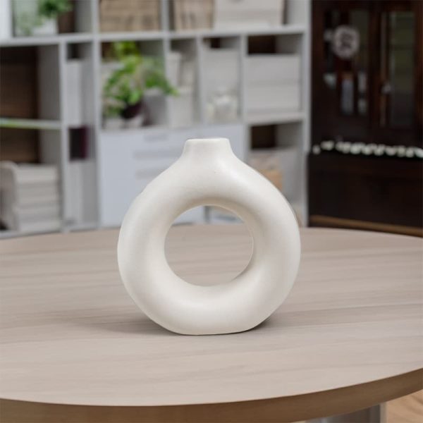 FLORERO CIRCULAR DECO 18CM COLOR BLANCO