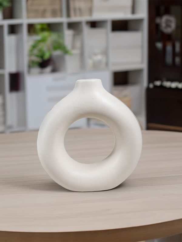 FLORERO CIRCULAR DECO 18CM COLOR BLANCO FLORERO CIRCULAR DECO 18CM COLOR BLANCO