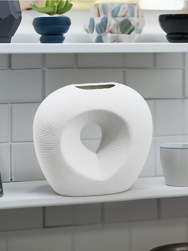 FLORERO OVALADO DECO 18CM COLOR BLANCO