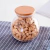 FRASCO HERMETICO 400 ML REDONDO TAPA MADERA