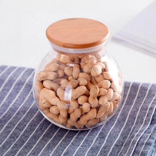 FRASCO HERMETICO 400 ML REDONDO TAPA MADERA