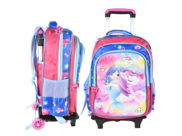Mochila carrito Sirena y Unicornio con lonchera térmica y cartuchera
