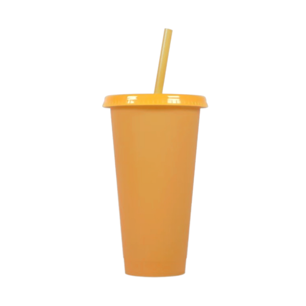 Vaso Plástico Duro Con Tapa Y Sorbito