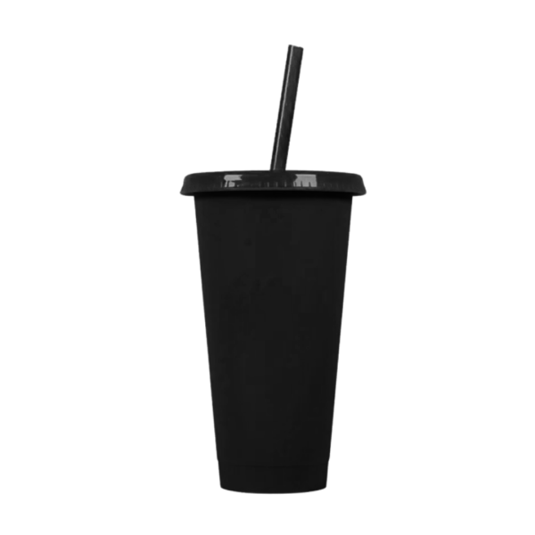 Vaso Plástico Duro Con Tapa Y Sorbito