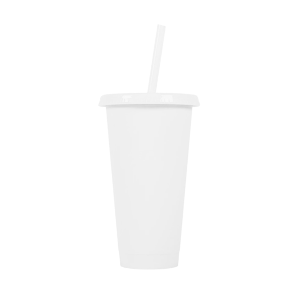 Vaso Plástico Duro Con Tapa Y Sorbito